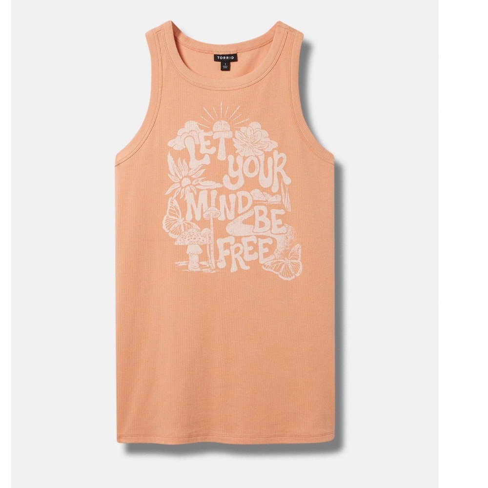 “Be free” peach classic for rib crew neck